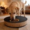 Wooden Dog Nail Filing Board with Rotating Circular Design and Integrated Food Dispenser for Interactive Pet Grooming and Feeding