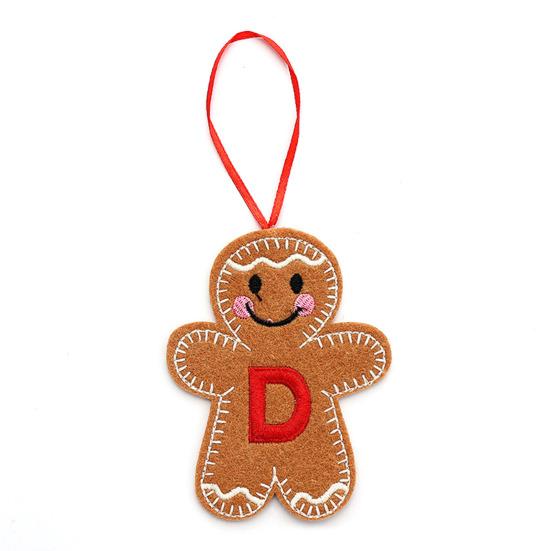 Gingerbread Man Ornaments Initial Alphabet Monogram Gingerbread Hanging Ornament Family Name Letter Xmas Tree Decor