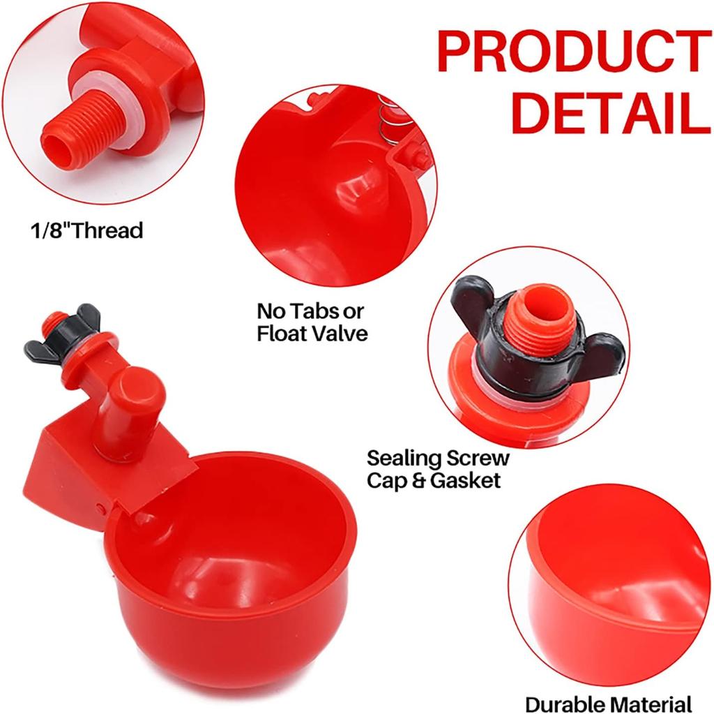 50Pcs Automatic Poultry Drinking Bowl Chicken Waterer Cups Duck Drinking Machine Hanging Drinking Bowls Water Dispenser Acessory