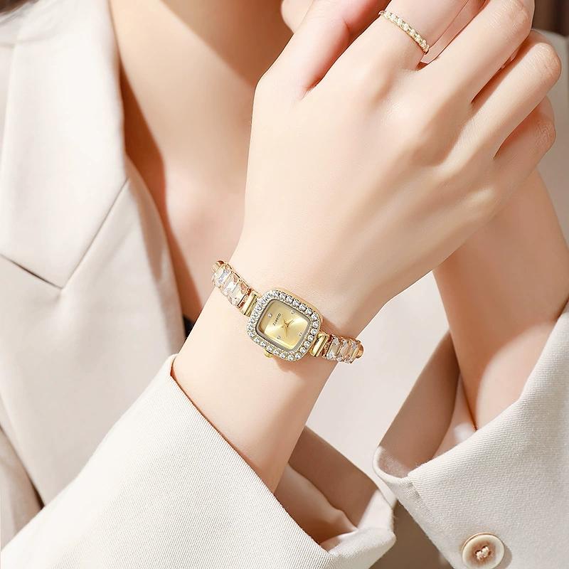 New Fashion Luxury Woman Gold Crystal Bracelet Watch Ladies Wristwatches Women Stainless Steel Quartz Watches Reloj Mujer Clock