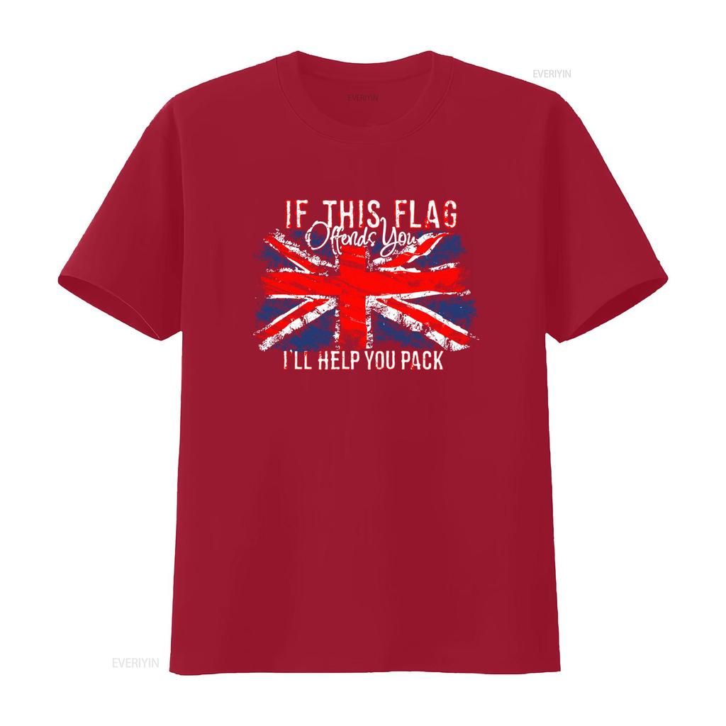 If This Flag Offends You Ill Help Pack Union Jack Britain Unisexs T Shirt 100 Cotton Vintage Graphic Slightly