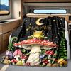 Frog On Mushroom Under Crescent Moon Night Sky Blanketcustomize Your Name Lightweight Comfortable And Stylish Blanket For Travel Bed Home Chair Office
