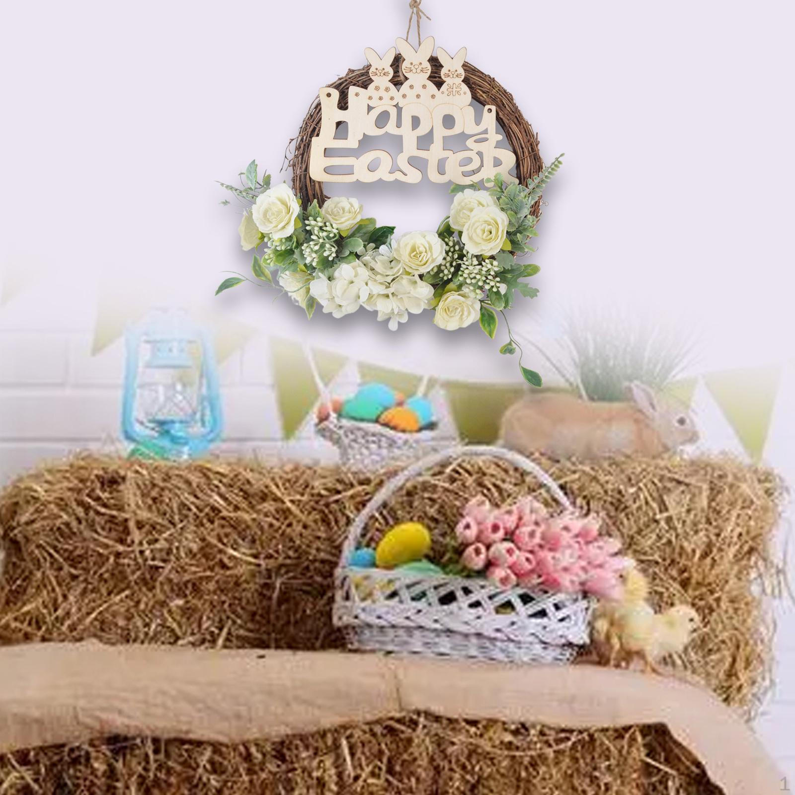 

Пасхальный цветочный венок, фестивальное украшение входной двери, цветочный венок для украшения окна белый