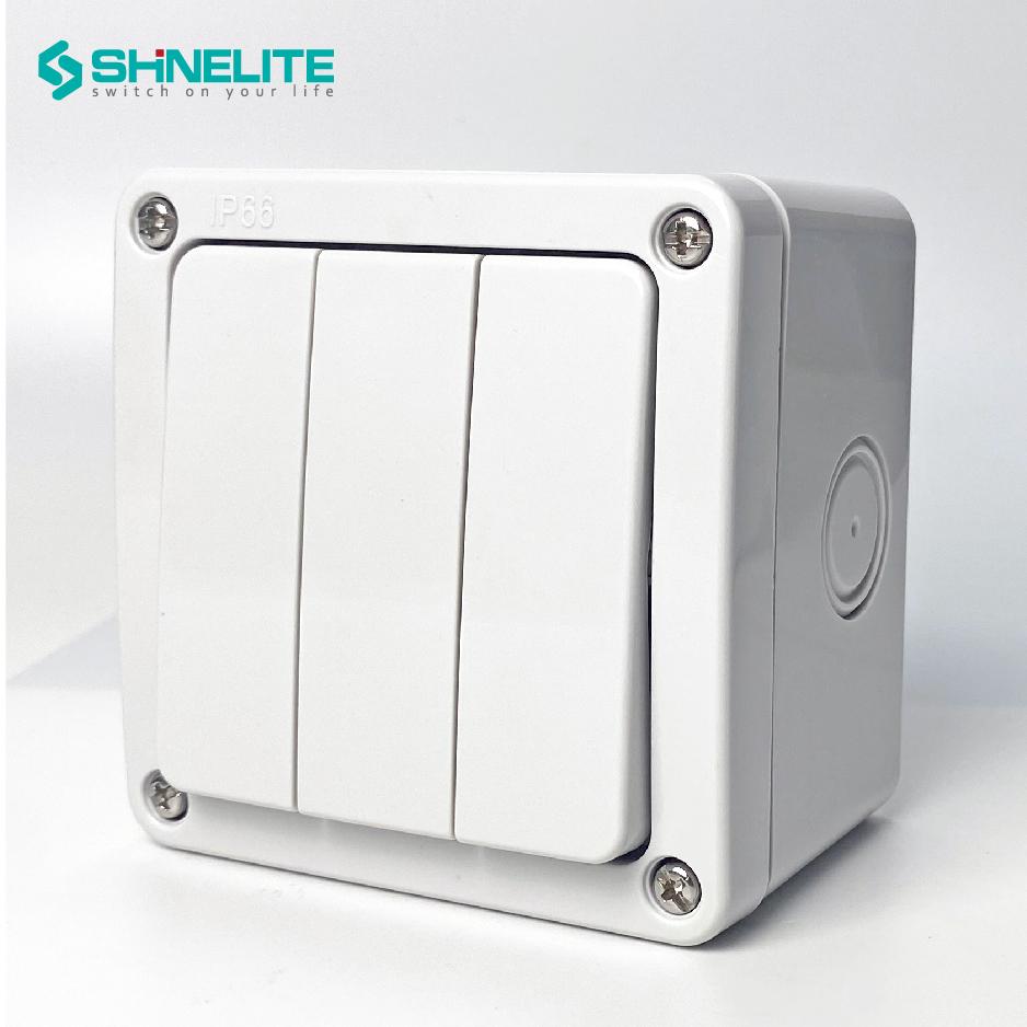 Shinelite 3 gang 1 way wall switch uk wall switch for IP66 waterproof outside
