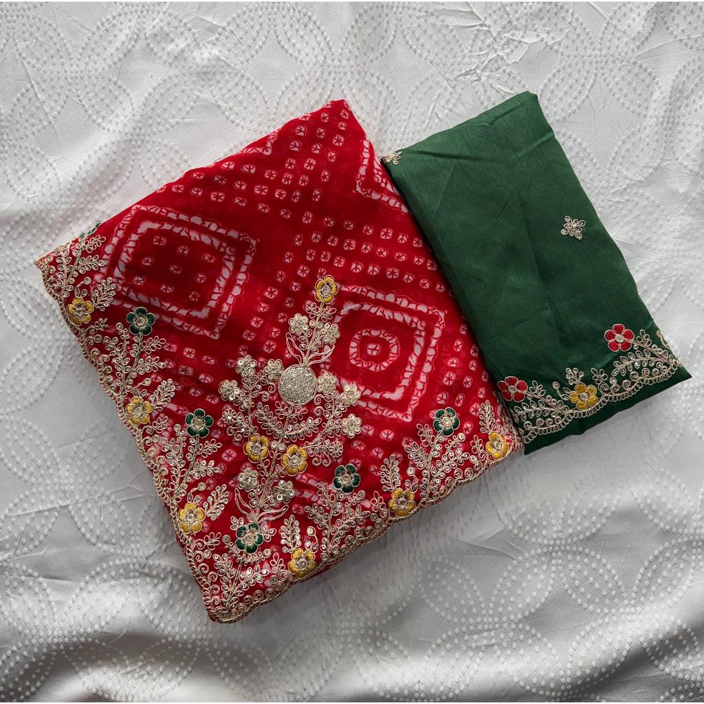 Wedding Wear Bandhej Georgette Saree Collection
