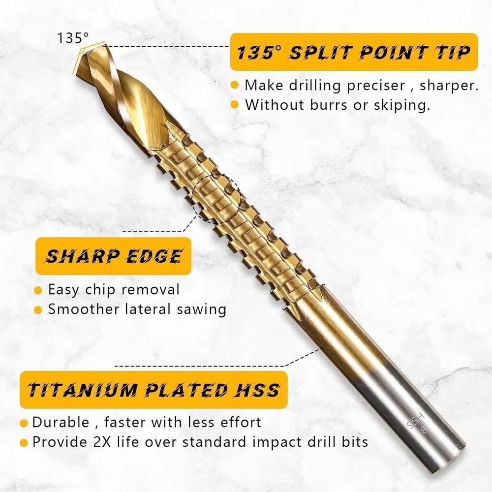 6pcs Hole Opening Grooving Drills Multi-functional HSS Drill Bits Twist Bore Bits  Plastic Plate