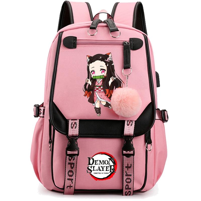 Anime Demon Slayer Backpack for Women Canvas Laptop Bag Back To Schoolbag for Teenager Girl Boy Schoolbag Men Women Travel Bag