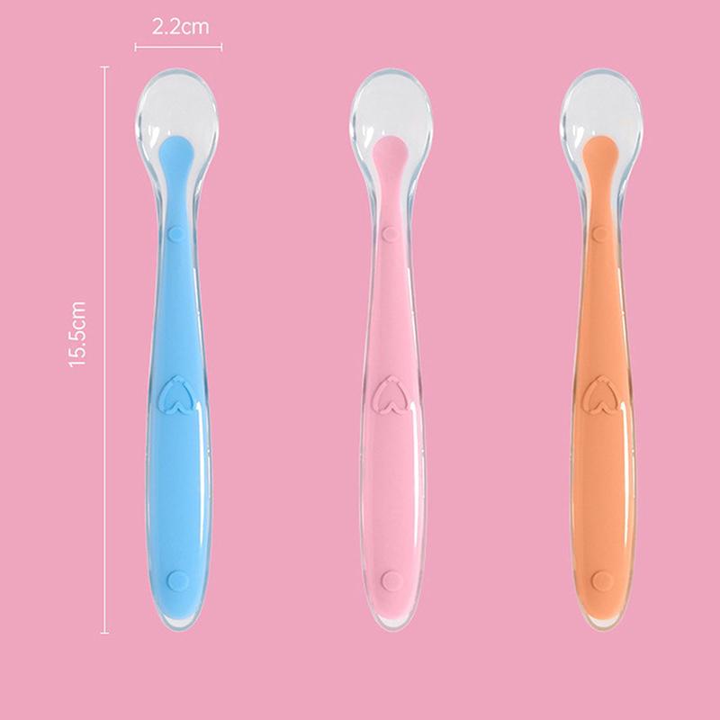 1 Piece Training Feeding Spoons Baby Silicone Soft Spoon For Children Kids Infants Temperature Sensing