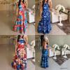 2026 Summer New European and American Suspender Sleeveless Printed Women's Clothing Sexy Fashion Big Swing Dress