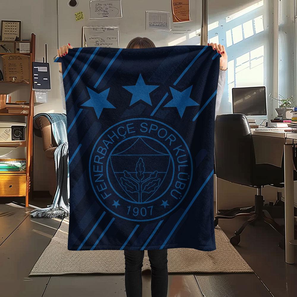 Fenerbahce SK Logo Printed Flannel Blanket, Soft Throw for Bedroom Sofa, Washable, Fan Merchandise, Great Gift.