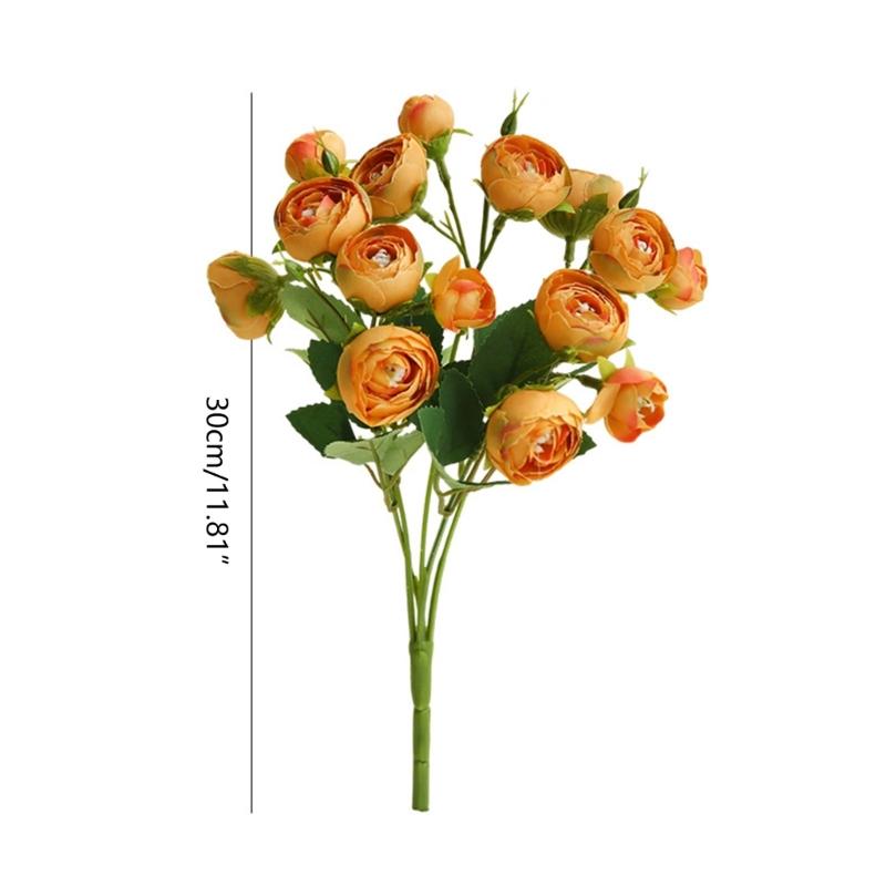 15 Köpfe Künstliche Rose Kamelie Seidenblumenstrauß Heim Hochzeitsdekoration für Tischaufsätze Blumenarrangement