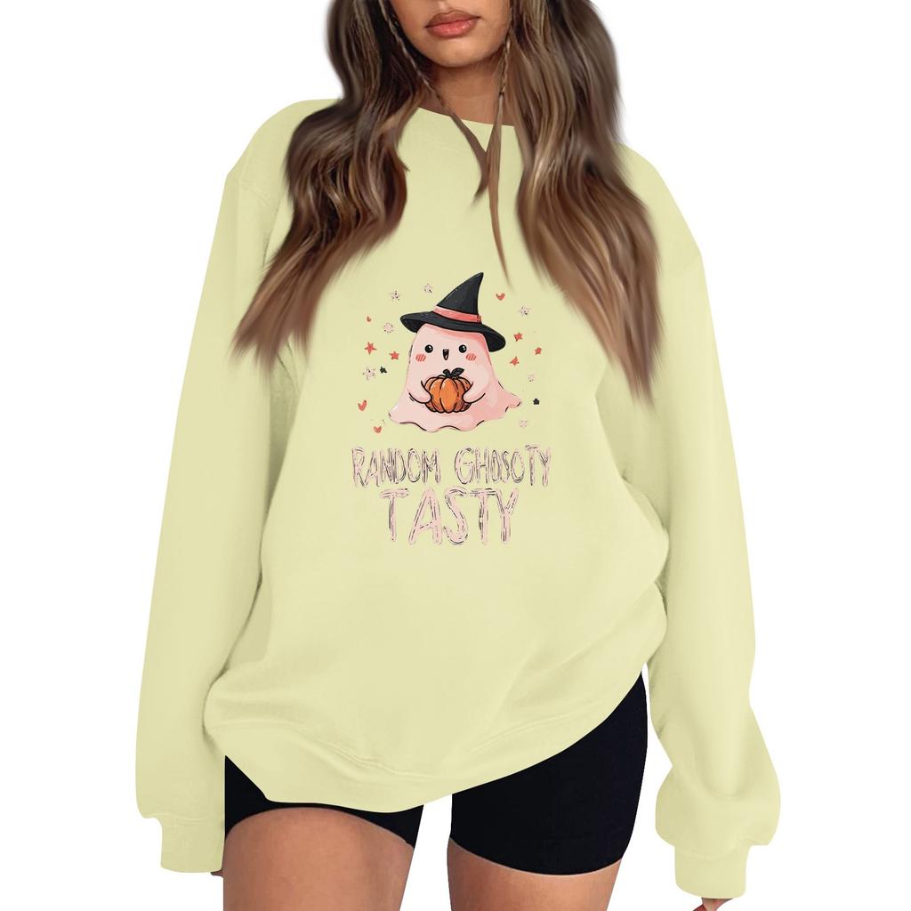 Women's Pullover Dropped Shoulder Halloween Print Sports Sweatshirt Top