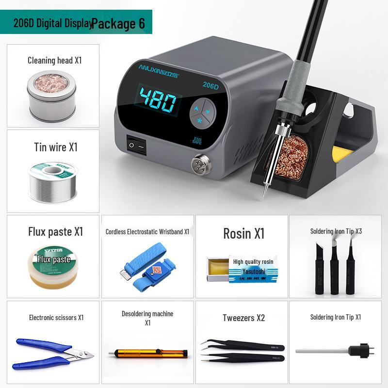 Anlixin 206D Adjustable Digital 80W Soldering Station - High Power Internal Heating Soldering Iron Tool