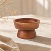 Small Wood Serving Bowl with Pedestal Base Multipurpose Servingware Sturdy
