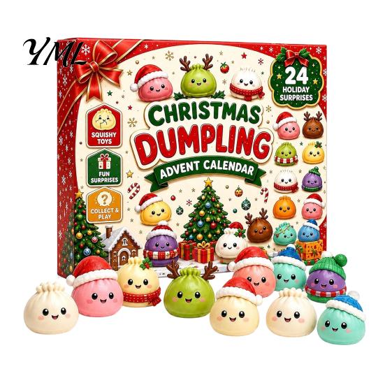 Christmas Classroom Rewards Squeezy Toy Advent Calendar 2026, 24 Days Dumpling Toys Countdown for Girls Boys Calendar, Decor Jumbo Mini Glitter Stress