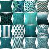 Geometric Pillowcase Throw Pillow Teal Cushion Cover Decorative Sofa Cushion