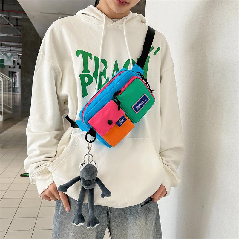 Color-Block Chest Bag for Men & Women – Trendy Multi-Pocket Waist Pack with Adjustable Strap – Perfect for Streetwear, Travel & Daily Use