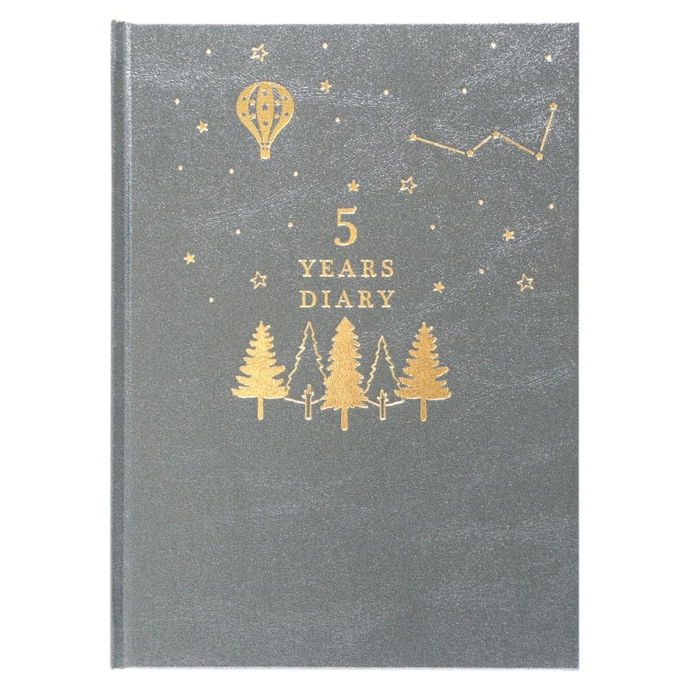 Closepin A5 368 Starry Sky Forest and Starry Gold Foil Free Made in 5-Year Diary, Size, Pages, Design, Sky, Hardcover, Finish, Type, Japan, DI-16686