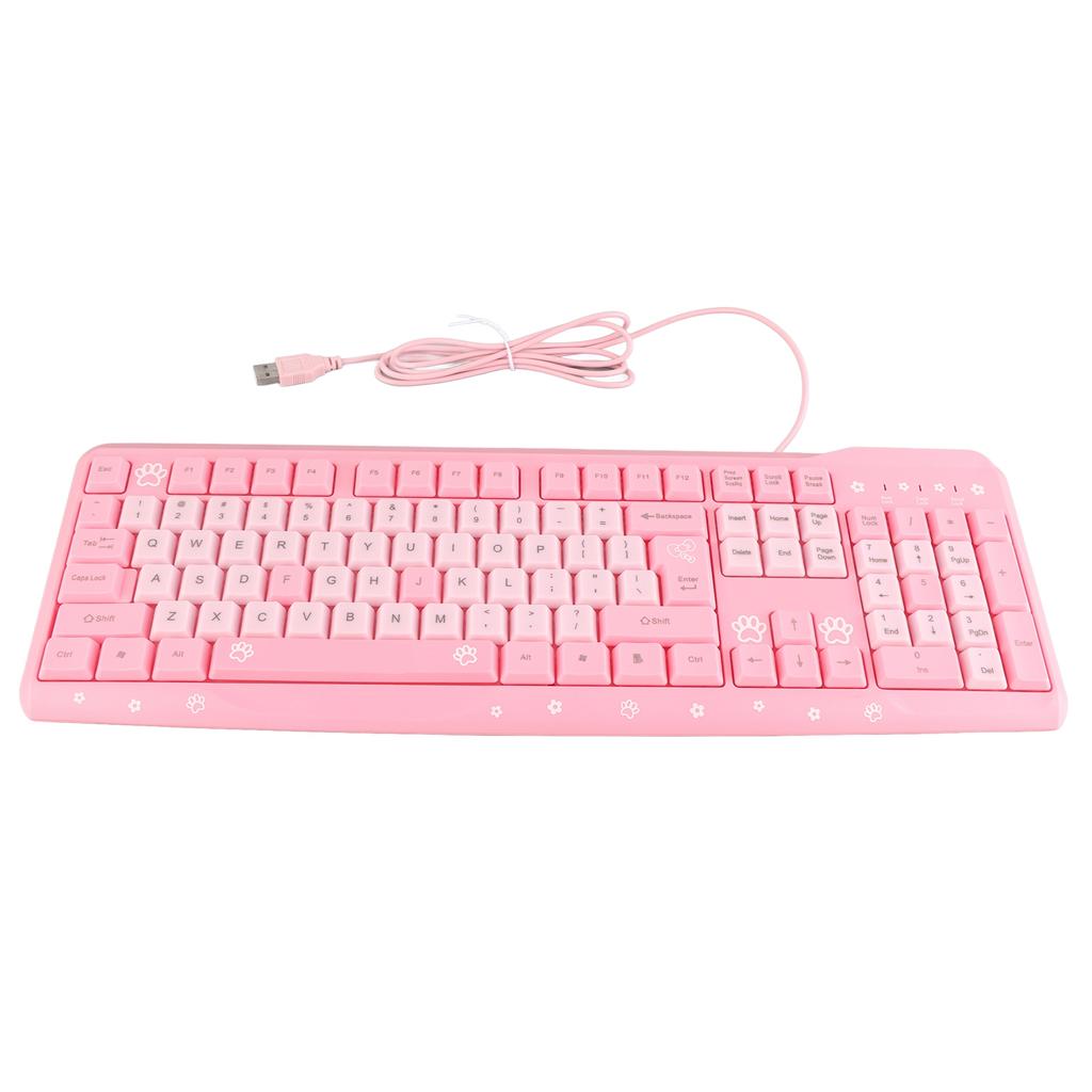 104 Keys USB Wired Keyboard Ultra Thin Cute Cartoon Ergonomic Computer Keyboard Plug and Play for Home PC Laptops