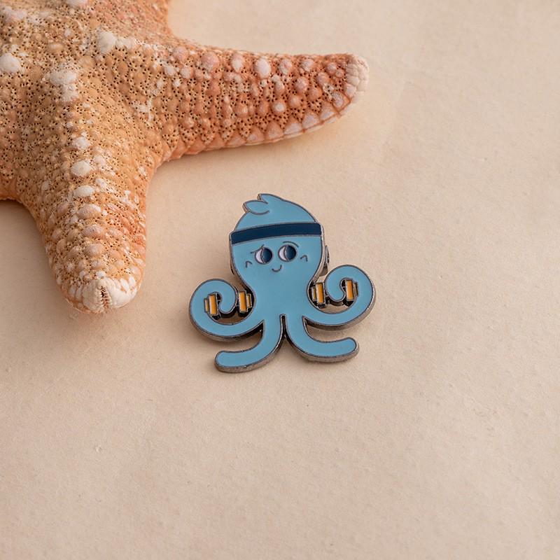 

Blue Cartoon Octopus Enamel Brooch - Cute Eight-Tentacle Design for Kids Fun Clothing Accessory