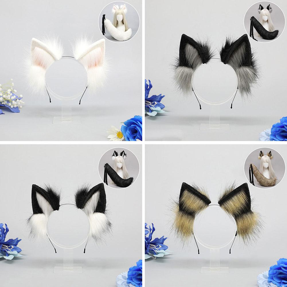 Handgemachtes Cosplay Tierohren-Haarband Roter Fuchs Wolfskönig Katze Bestienohr Kunstpelzschwanz Goldener Fuchs Anime Haar-Accessoires