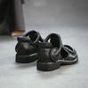 Johnature Sandales de Ville en Cuir Véritable Rétro Polyvalentes Peau de Vache Bout Rond Petit Talon Chaussures pour Femmes