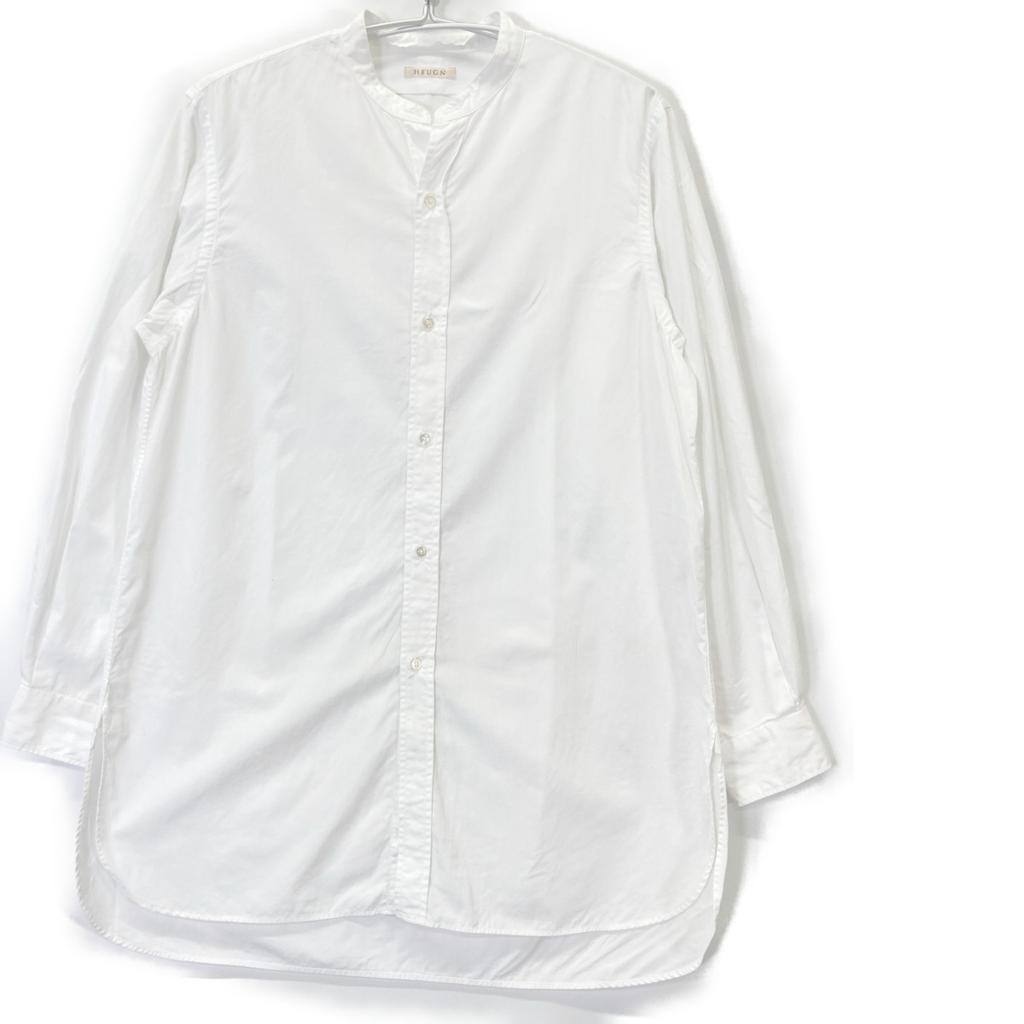 HEUGN SHIRT003 White Rob Cotton Poplin Band Collar Shirt Tops 2 whiteUsed