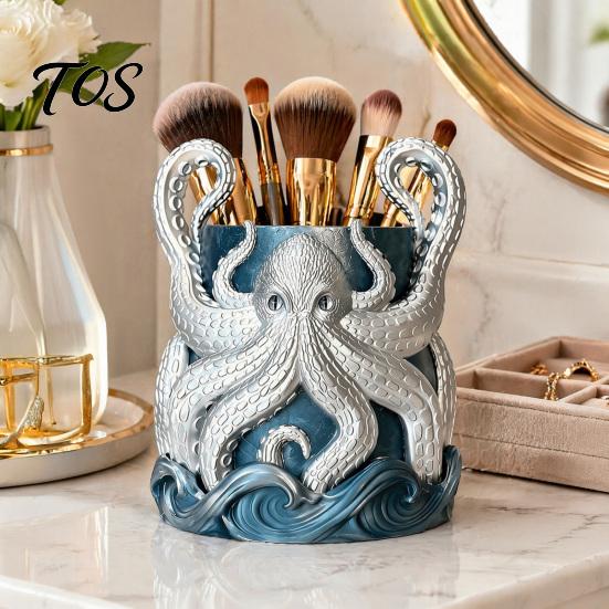 Unique Ocean Retro Flower Pot 3D Printed Octopus Planter, Artistic Coastal Plant Pot, Decorative Durable Relief Container for Cactus, Succulents, Desk