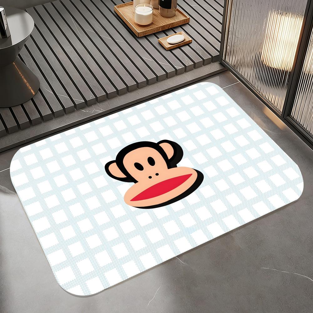 Cartoon-P-Paul Frank Floor Mat Diatomite Bath Mat, Quick Dry Absorbent Non-Slip Door Mat