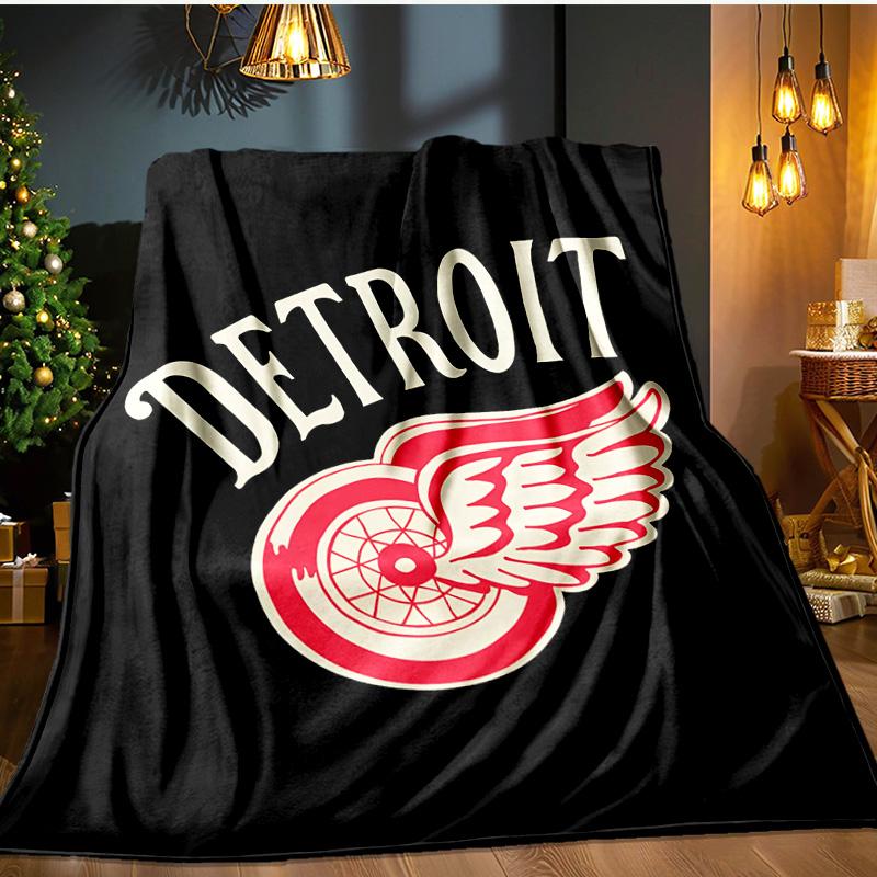 Vintage Detroit Wings Logo Decke Flanell Überwurf für Sofa, Innenbereich, Camping, Wohnzimmer, Büro, Stuhl und Bett Weiches Geburtstagsgeschenk