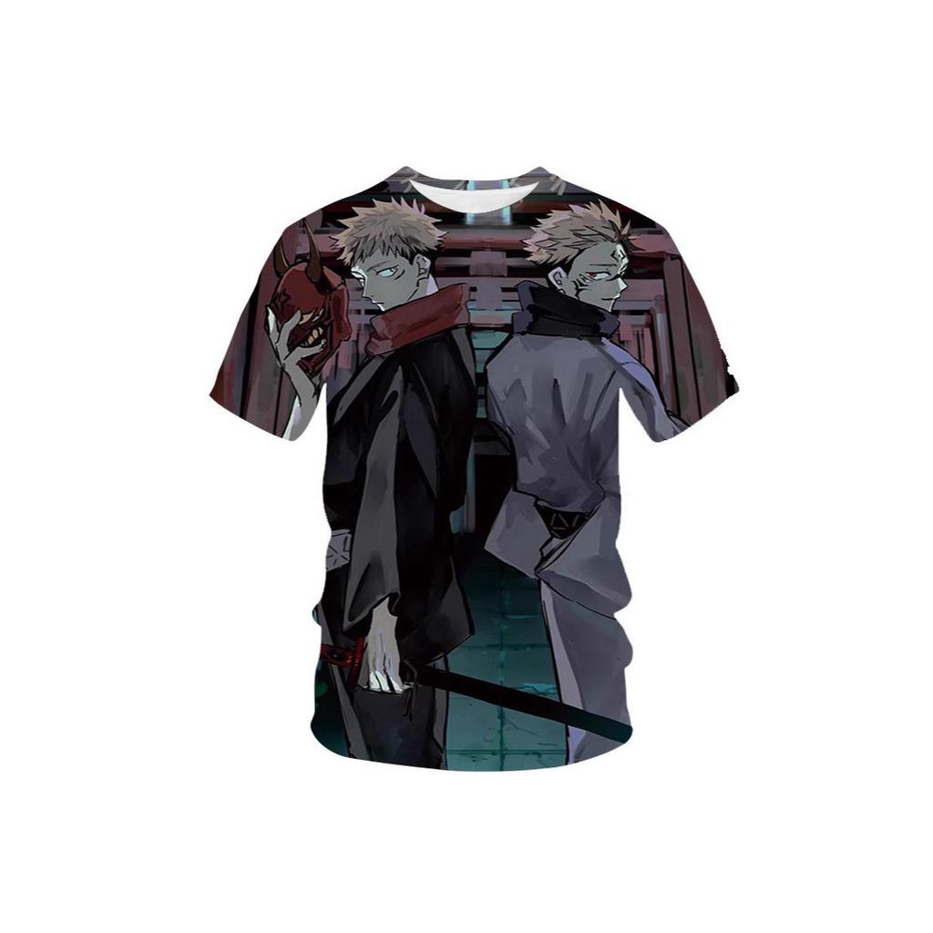 Jujutsu Kaisen Summer Men's Retro Temperament T-Shirt Simple Printed Ryomen Sukuna Short Sleeve T Shirts Outdoor Fitness Breathable T Shirt Tops