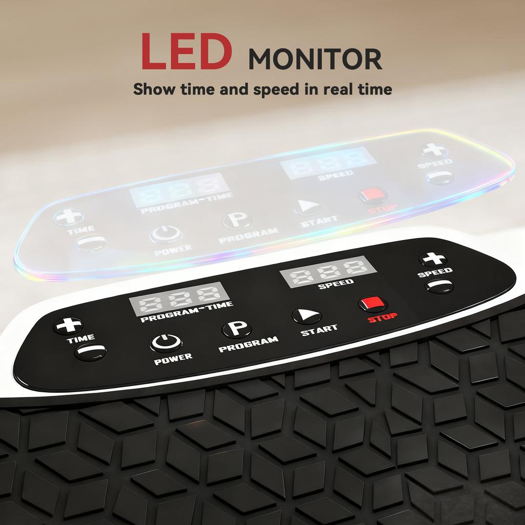 Vibration Plate, with Adjustable/Removable Handle, Preset Modes, 50 Speeds