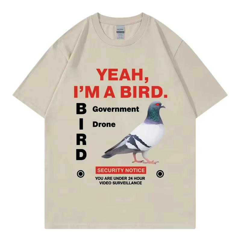 GovernUnisext Funny Pigeon Graphic T Shirts High Street Fashion Trend Short Sleeve Tshirts Unisex Unisex Clothing Loose Cotton Tshirt