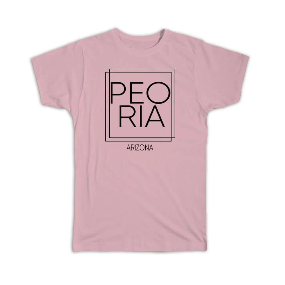 Gift T-Shirt : PEORIA Arizona Square Modern Minimalist Font L