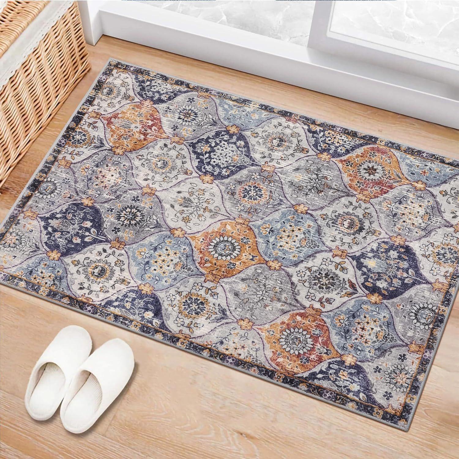 

1 шт. винтажный кухонный коврик в стиле бохо с цветочным принтом, мягкий утолщенный кухонный коврик, водонепроницаемый нескользящий маслостойкий напольный коврик, коврик для бега 80*120cm