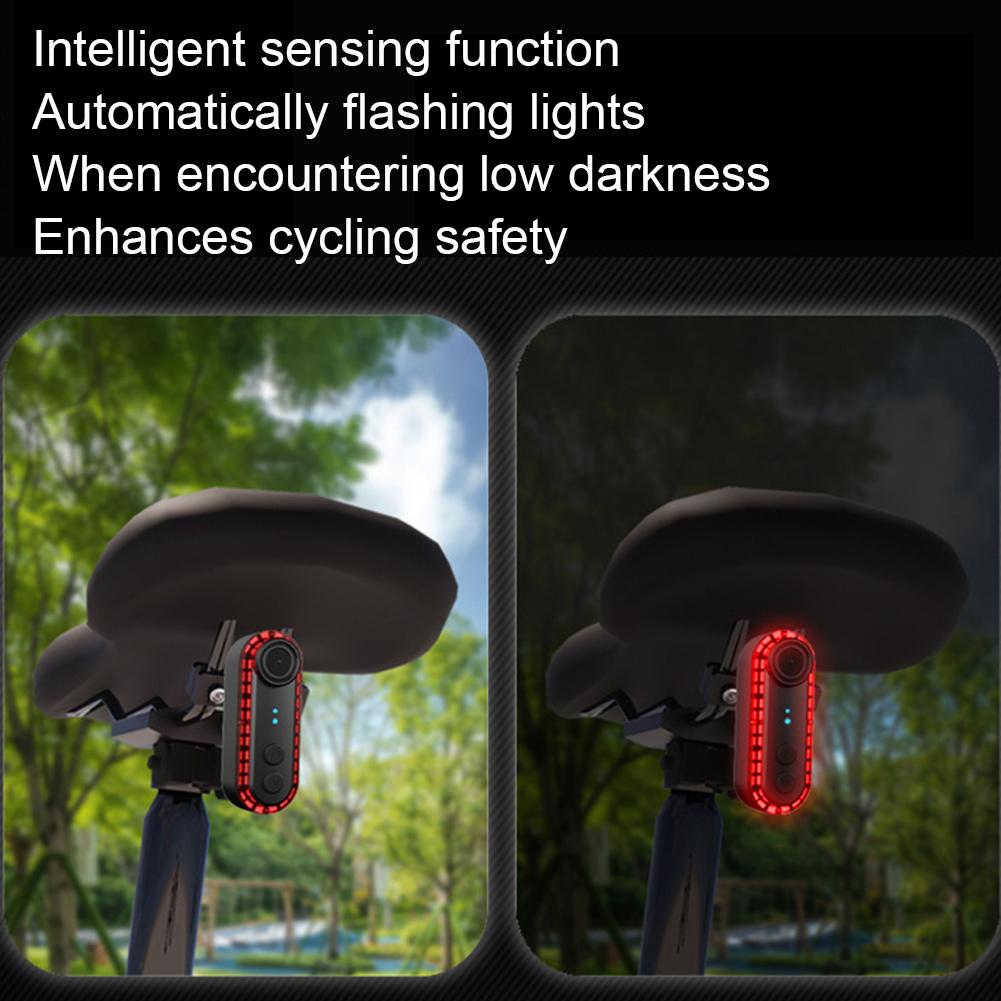 Bicycle Tail Light Camera Recorder 1080P HD DV Camera Taillight 3400mAh Battery Continuous Recording 6H for Road Urban Cyclists