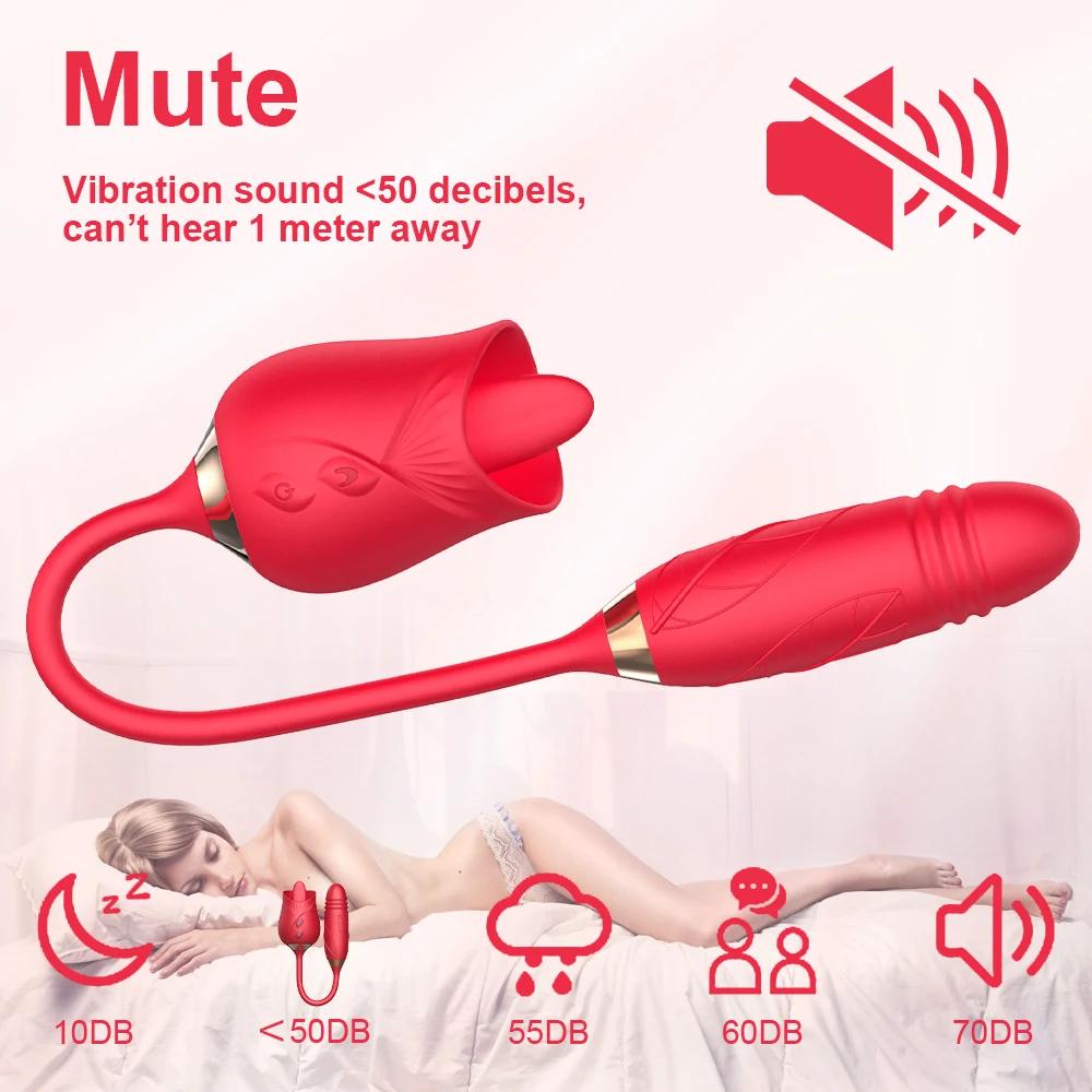3-in-1 female masturbation rose sex toy Clit Clintoris G-point thrust Dildo oral sex Vibrator G-point stimulation licking erotic