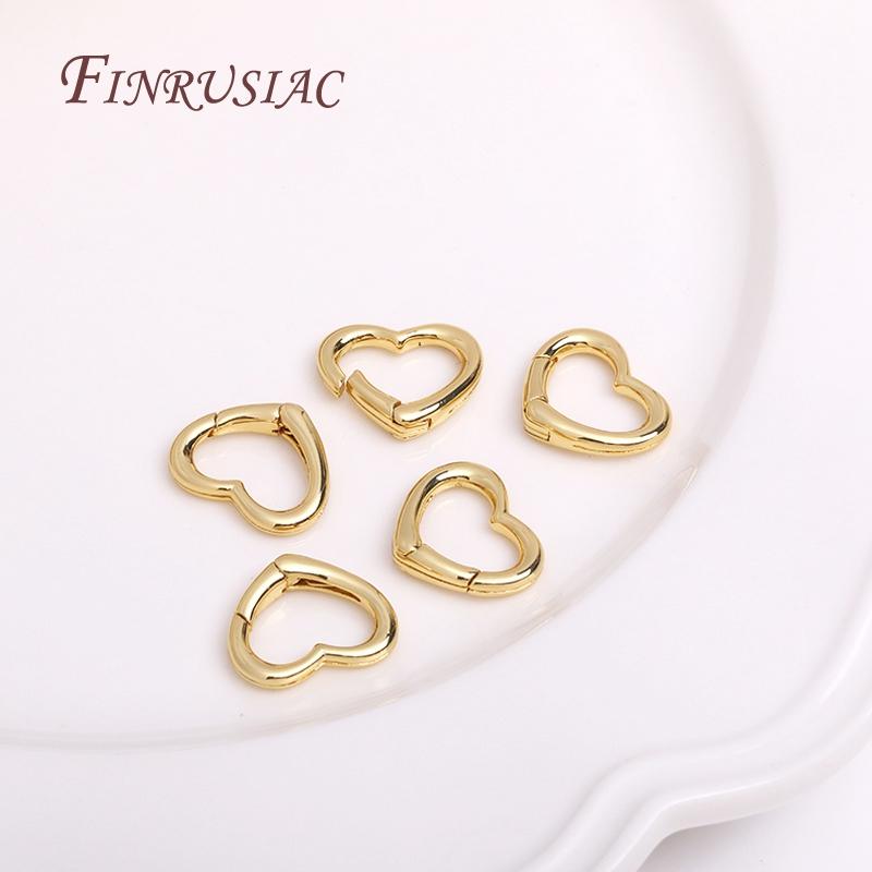 18K Gold Plated Oval/Heart Carabiner Spring Clasps Push In Gate Lock Jewelry Clasp For DIY Handmade Jewelry Making Accessories