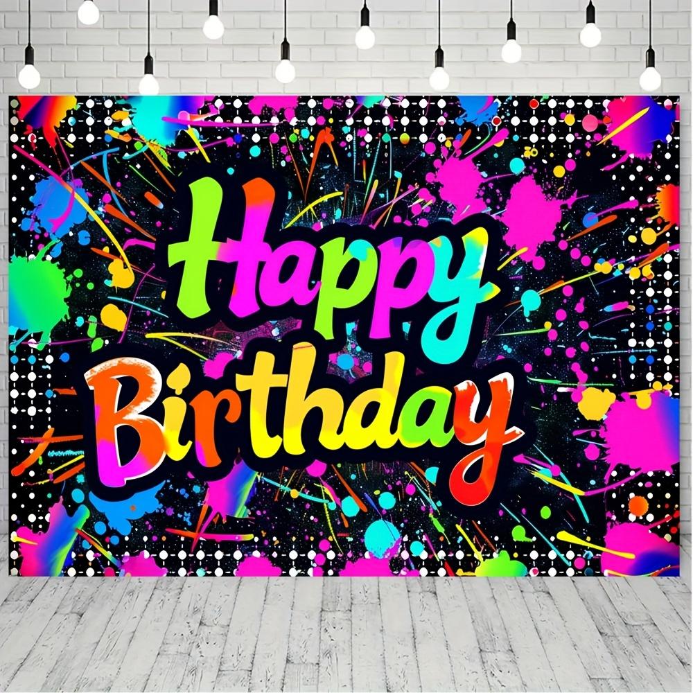 2D flat 1pc neon fountain graffiti style birthday polyester background very suitable for parties and anniversaries