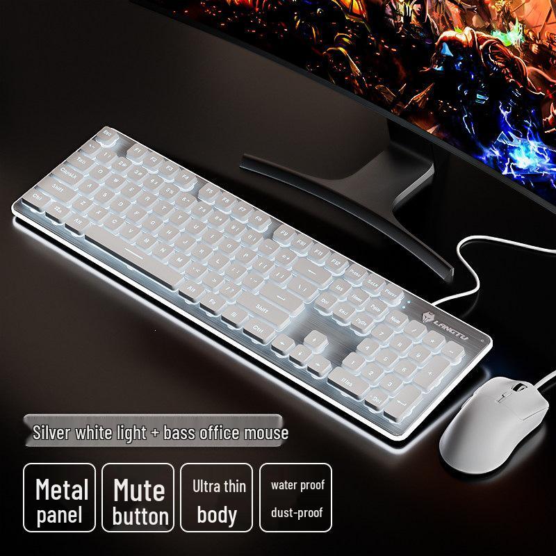 Langtu Silent Wired Mechanical Keyboard and Mouse Set for Office Use - Men & Women