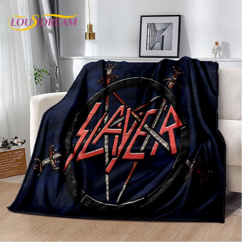 Slayer Heavy Metal Grubu Yumuşak Peluş Battaniye, Salon Yatak Odası Yatak Kanepe Piknik Örtüsü için Flanel Battaniye Sıcak Çocuklar