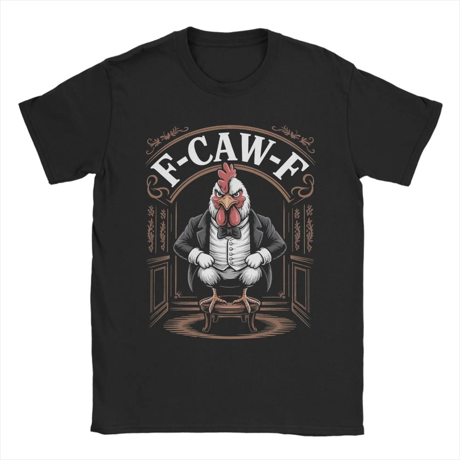 

F-CAW-F Defiant Rooster T-Shirts for Humorous 100% Cotton Tee Shirt Crew Neck Short Sleeve T Shirt Plus Size Clothes S чёрный