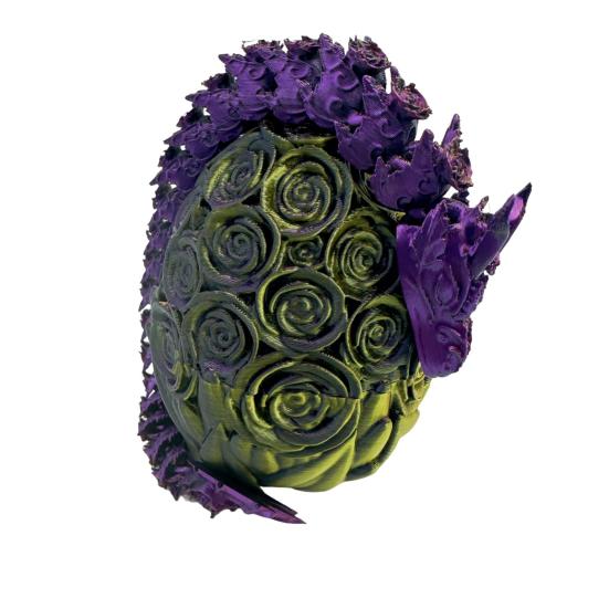 3D Printed Rose Dragon Articulated Dragon with Egg Flexible Rose Dragon