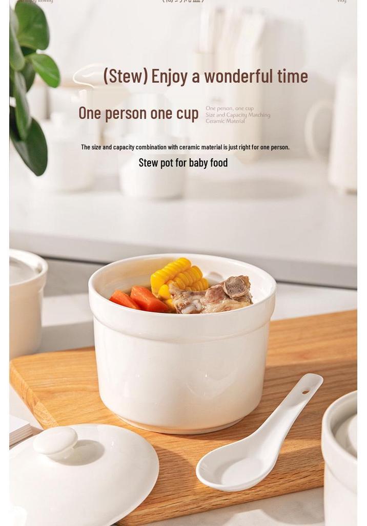 Reine Weiße Hitzebeständige Keramik-Suppen- und Eintopfkasserolle mit Deckel, Ideal für den Heim- oder Restaurantgebrauch.