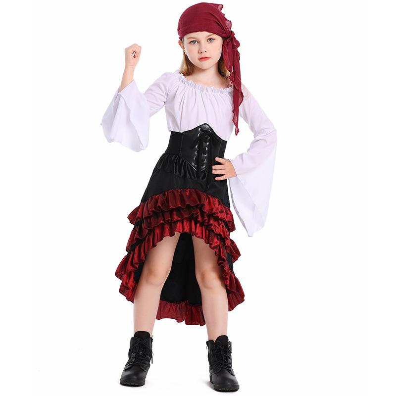 Helovīna Bērnu Meiteņu Viduslaiku Pirātu Cosplay