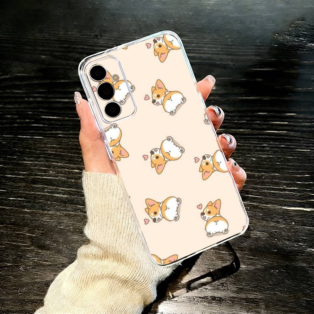 c-Corgi Pet Cute Dog Cartoon   Phone Case For SamsungA10,12,20,21S,30,31,40,50,51,52,70,71 Transparent Cover Samsung a714g