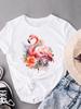 (Asian Size) Trend Flower Style O-neck Casual Clothing Short Sleeve T-shirts Fashion Female Women's Top T Shirt Printed Graphic Tee