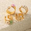European and American Pearl Flower Stainless Steel Open Ring – High-End, Non-Fading Titanium Steel for Women