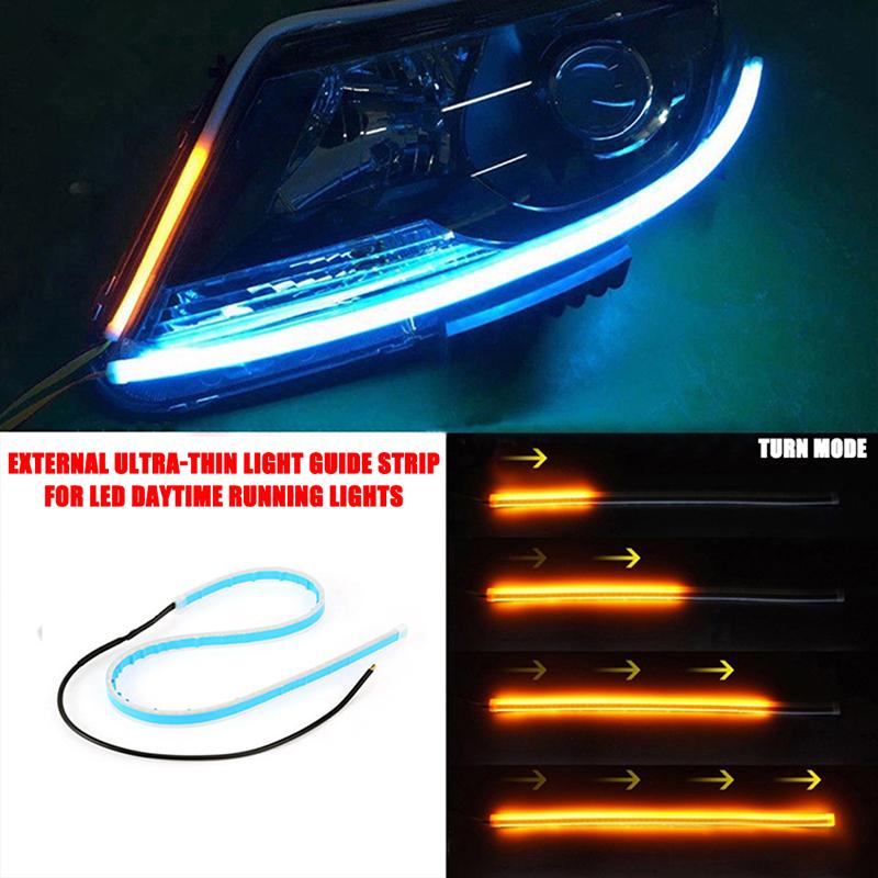 1Pcs Led Tagfahrlicht Externe Ultra-Dünne Lichtleiter Streifen Dual Farbe