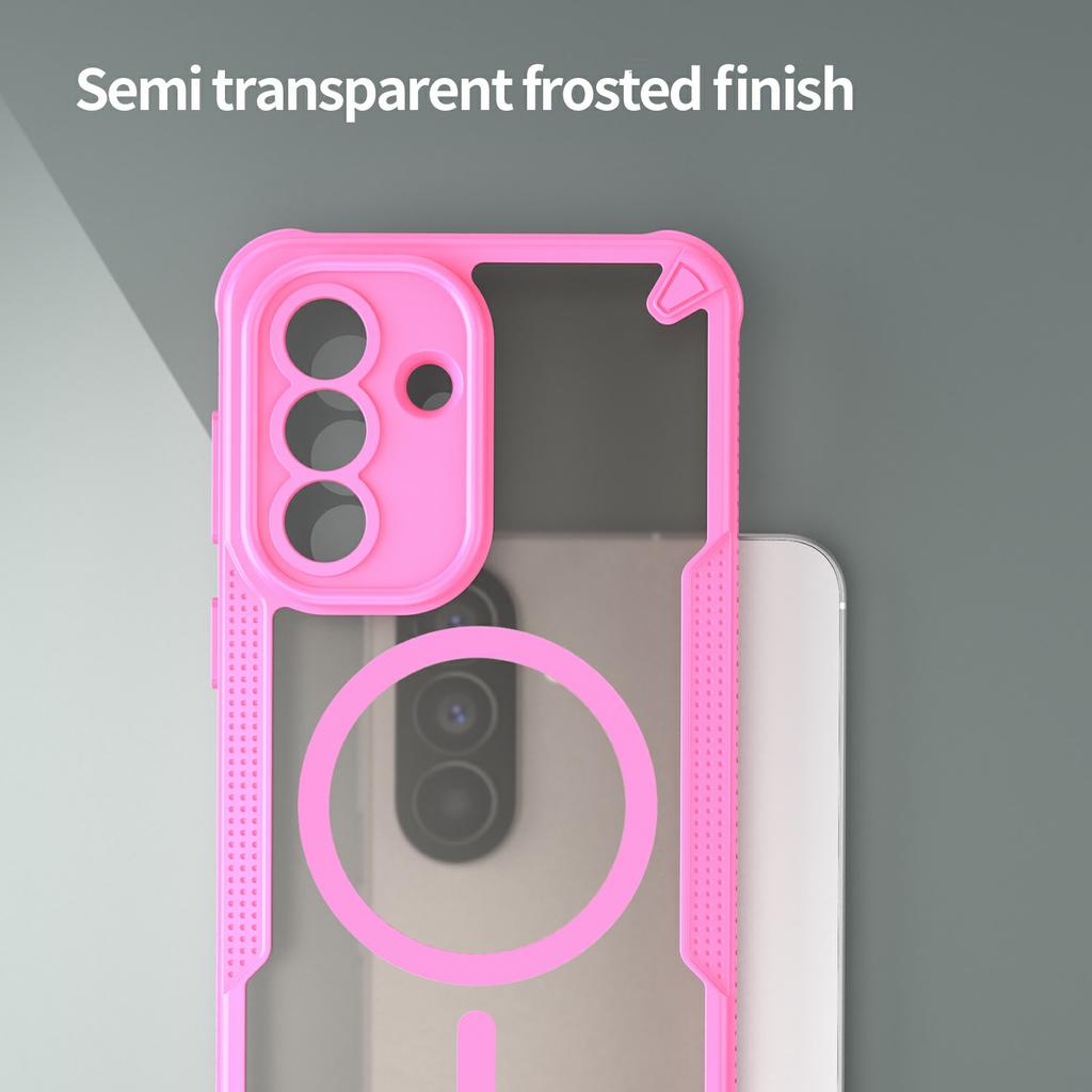 For Samsung Galaxy S26 Magnetic Case Dual Color Line Leather Coated PC + TPU Phone Cover